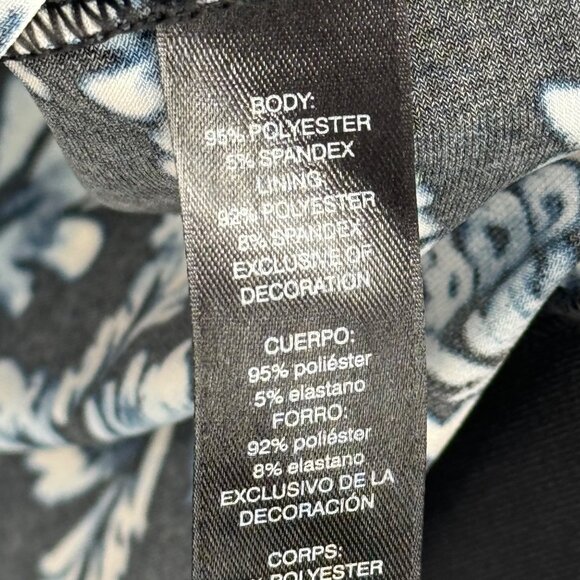 White House Black Market blue Floral Print Dress womens size large open sleeve - Picture 3 of 11